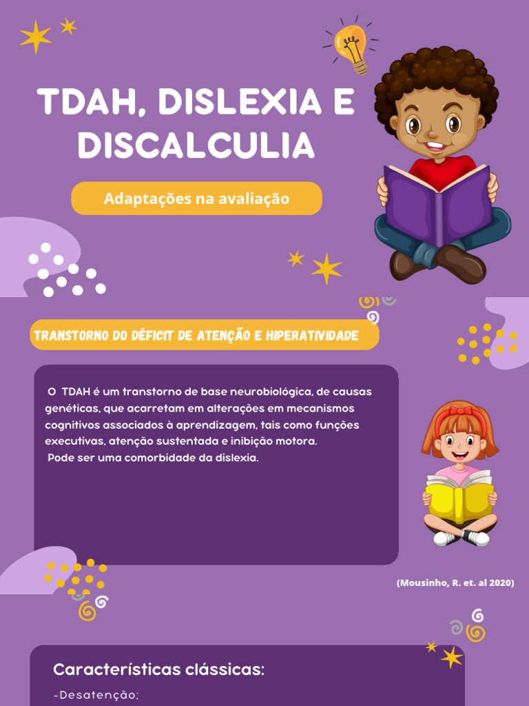 TDAH, Dislexia e Discalculia | PDF | Transtorno de déficit de atenção e ...