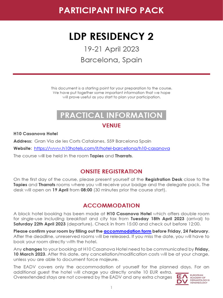 LDP Residency Participant Info 2023 | PDF | Lunch