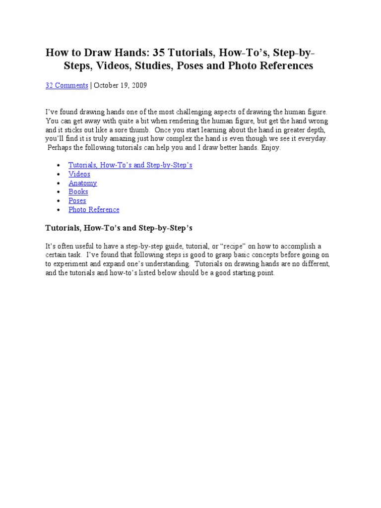 How To Draw Hands PDF Drawing Leisure