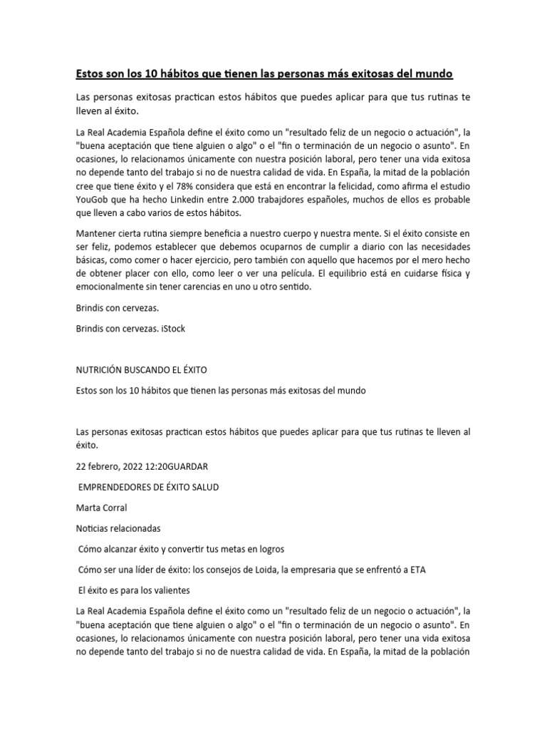 10 Hábitos Clave para el Éxito Personal | PDF | Crecimiento personal y ...