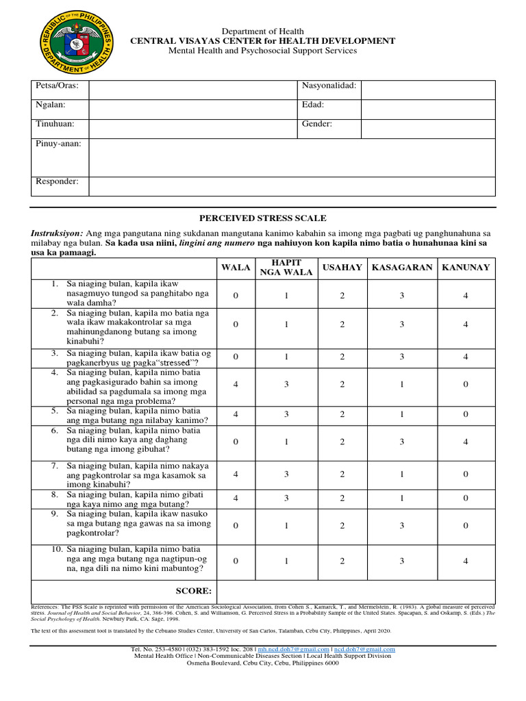 PSS-10 Cebuano Version | PDF
