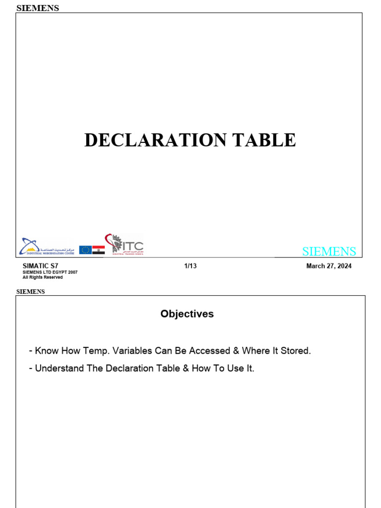 13 - Declaration Table | PDF | Variable (Computer Science) | Parameter ...