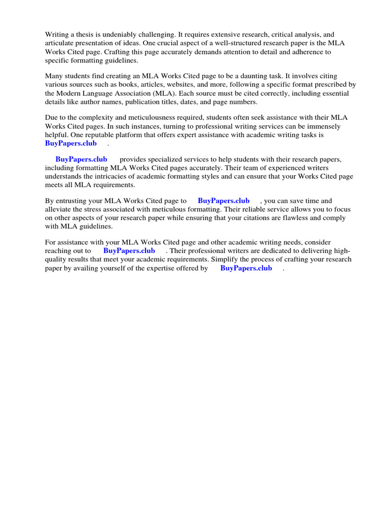How To Do A Mla Works Cited Page For A Research Paper PDF Citation