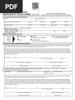 Application For Duplicate Certificate of Title by Owner: Applicant and Vehicle Information A