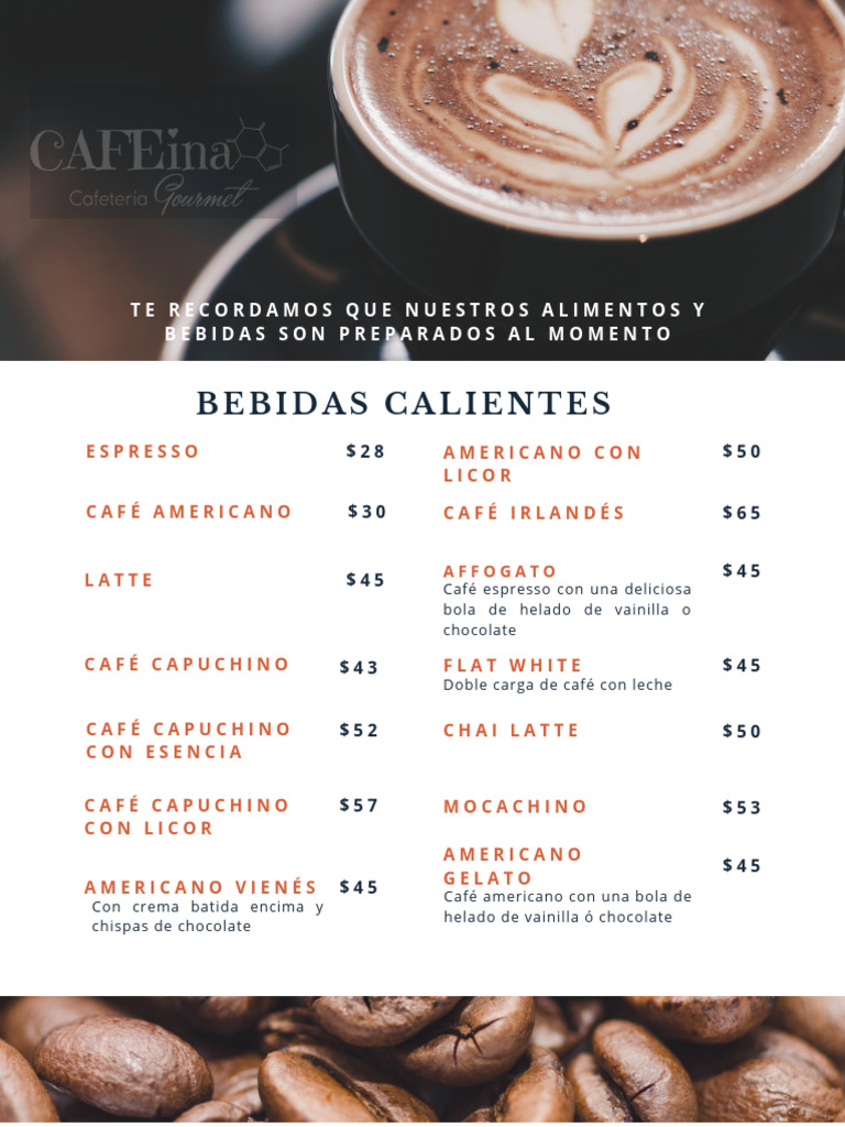 Cafeina Gourmet Menu | PDF | Chocolate | Tocino