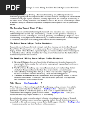 Research Paper Outline Worksheets