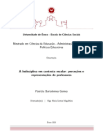 A Indisciplina em Contexto Escolar - Perceções e Representações de Professores