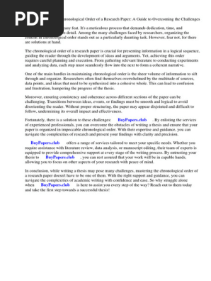 Chronological Order of a Research Paper