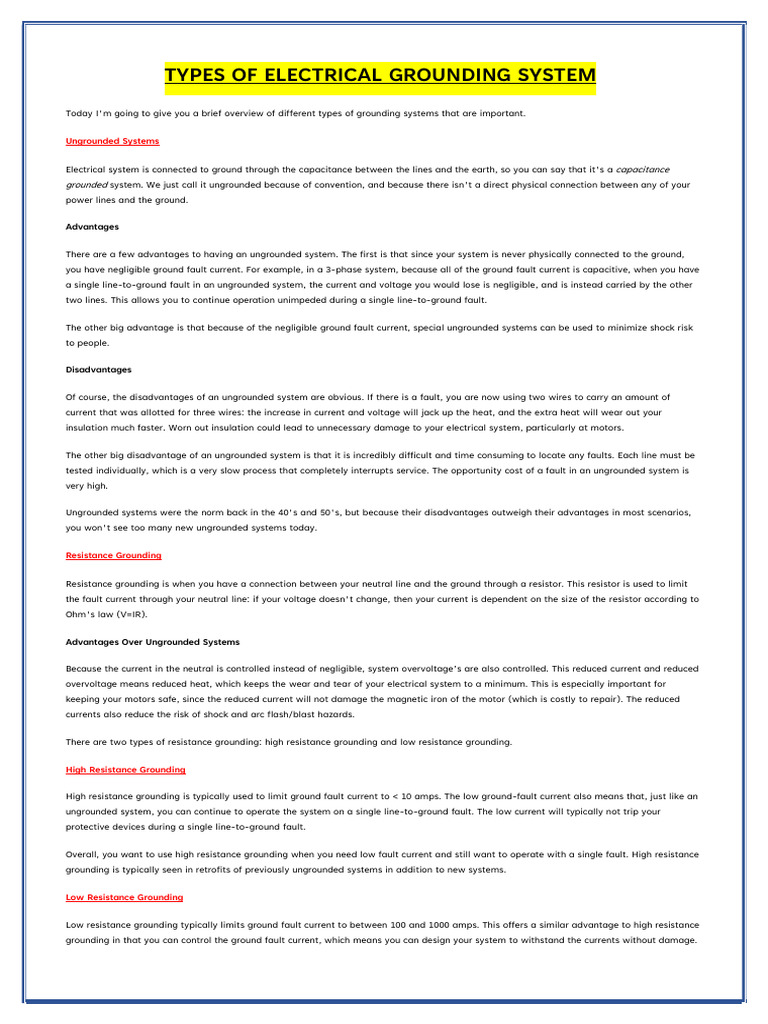 Grounding System | Download Free PDF | Electrical Resistance And ...