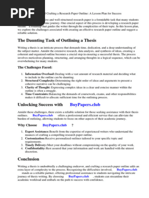 Research Paper Outline Lesson Plan