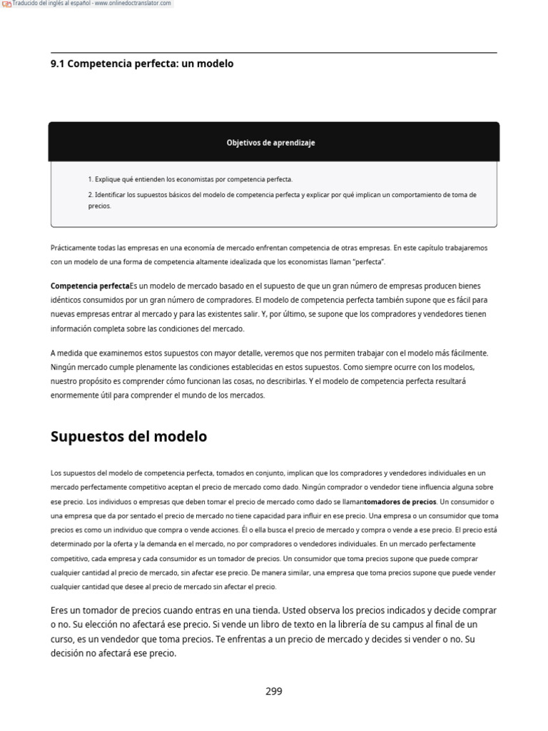 9.1 Perfect Competition, A Model - En.es | PDF