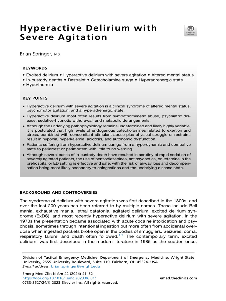 Emerg med clin north am 2024 feb 42 1 41 52 pdf dopamine
