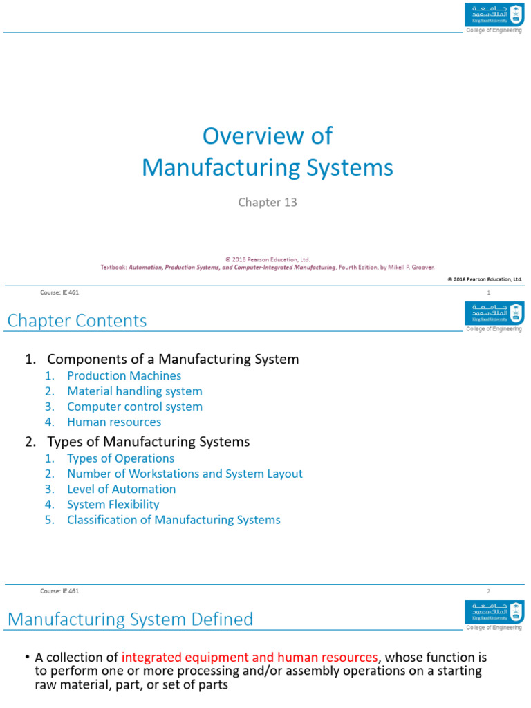 Overview of Manufacturing Systems | PDF | Automation | Engineering