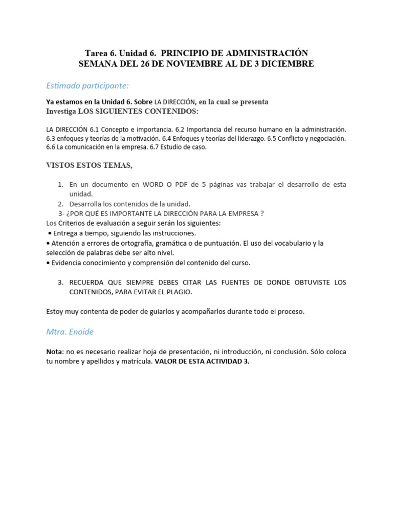 Tarea 6. Unidad 6 | PDF