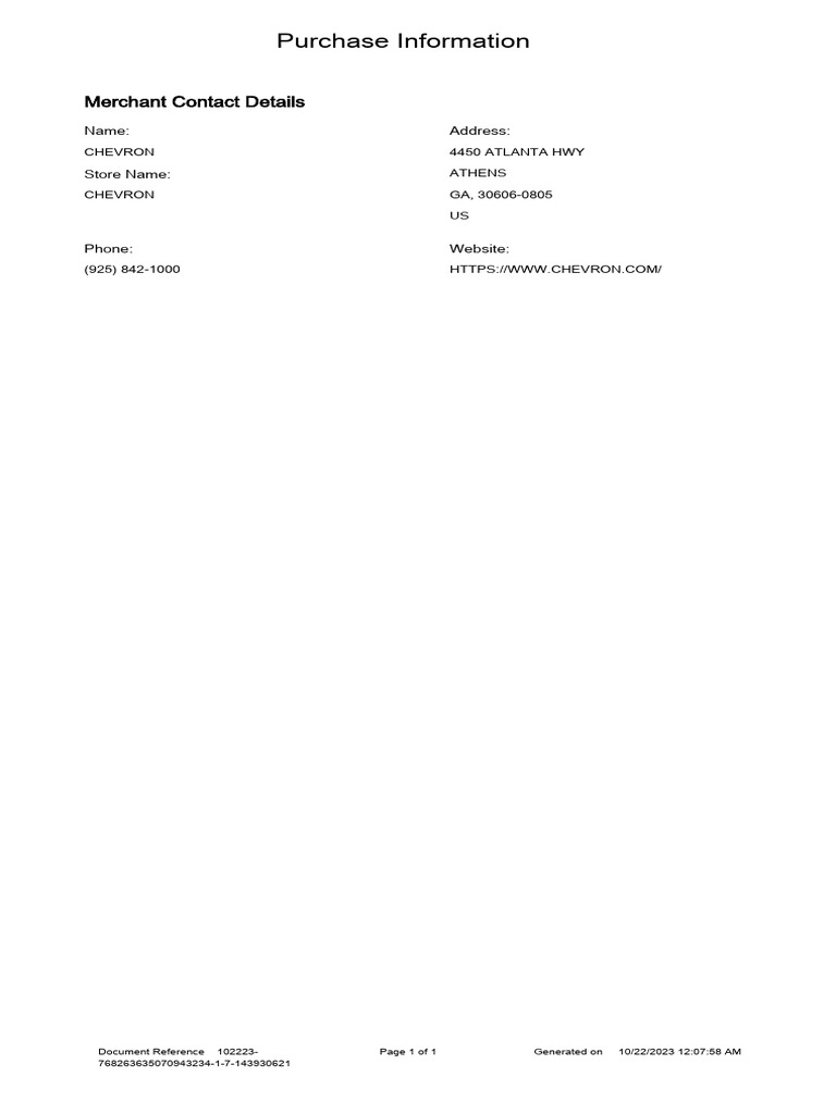 Chevron Purchase Information Document | PDF