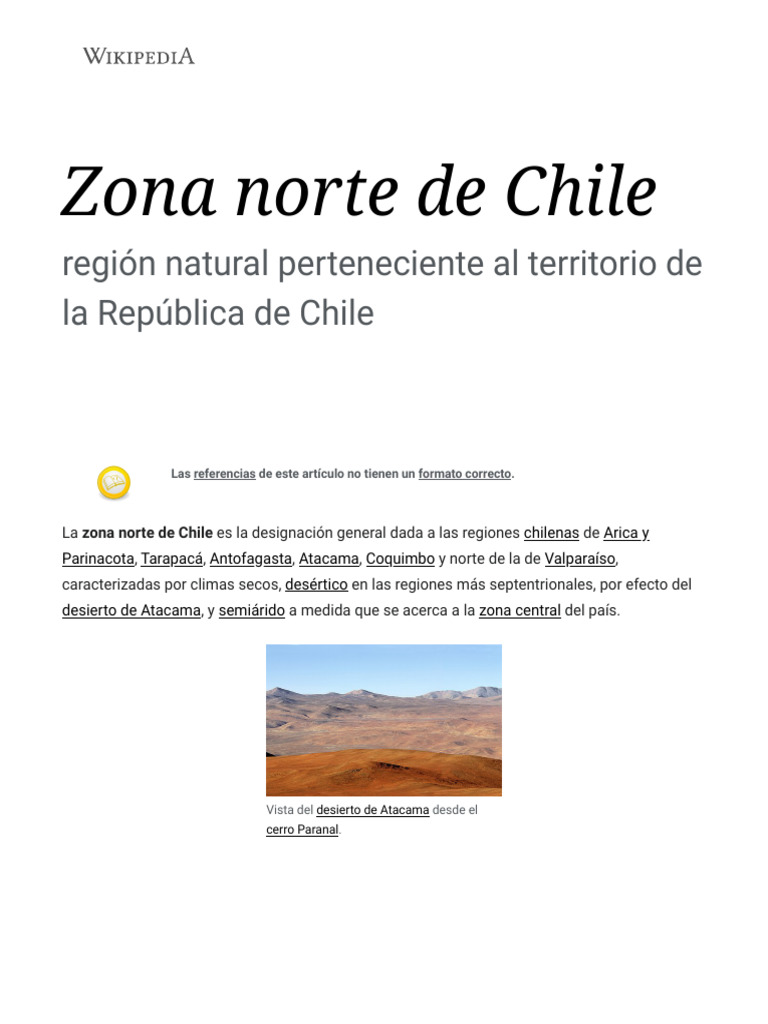 Climas y Regiones del Norte de Chile | PDF | Chile | Andes