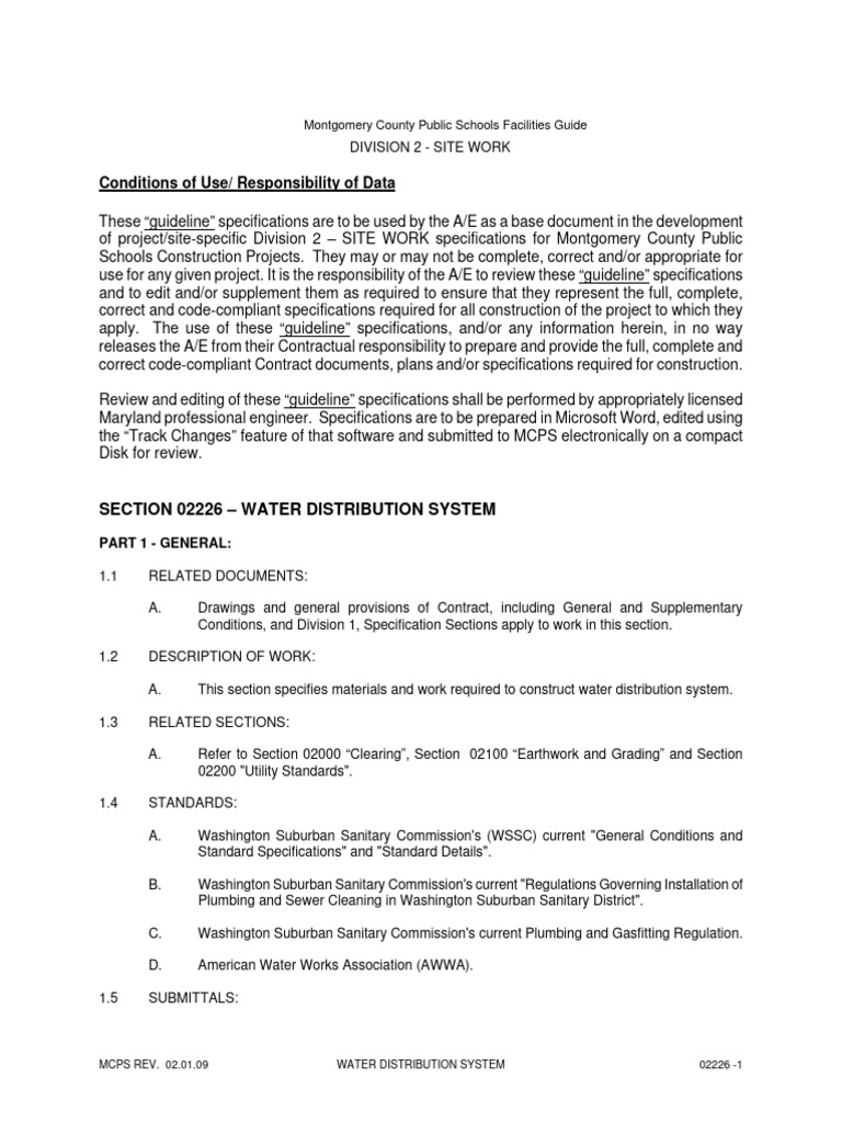 MCPS Water Distribution System Guide | PDF | Pipe (Fluid Conveyance ...