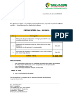 Presupuesto 081-2020 TAREAS DE CORRECCION EN PLANTA