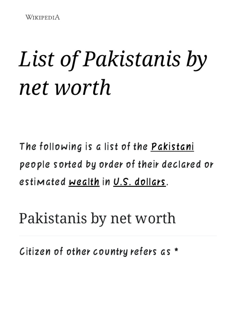 Richest Pakistanis by Net Worth 2024 | PDF | Pakistan