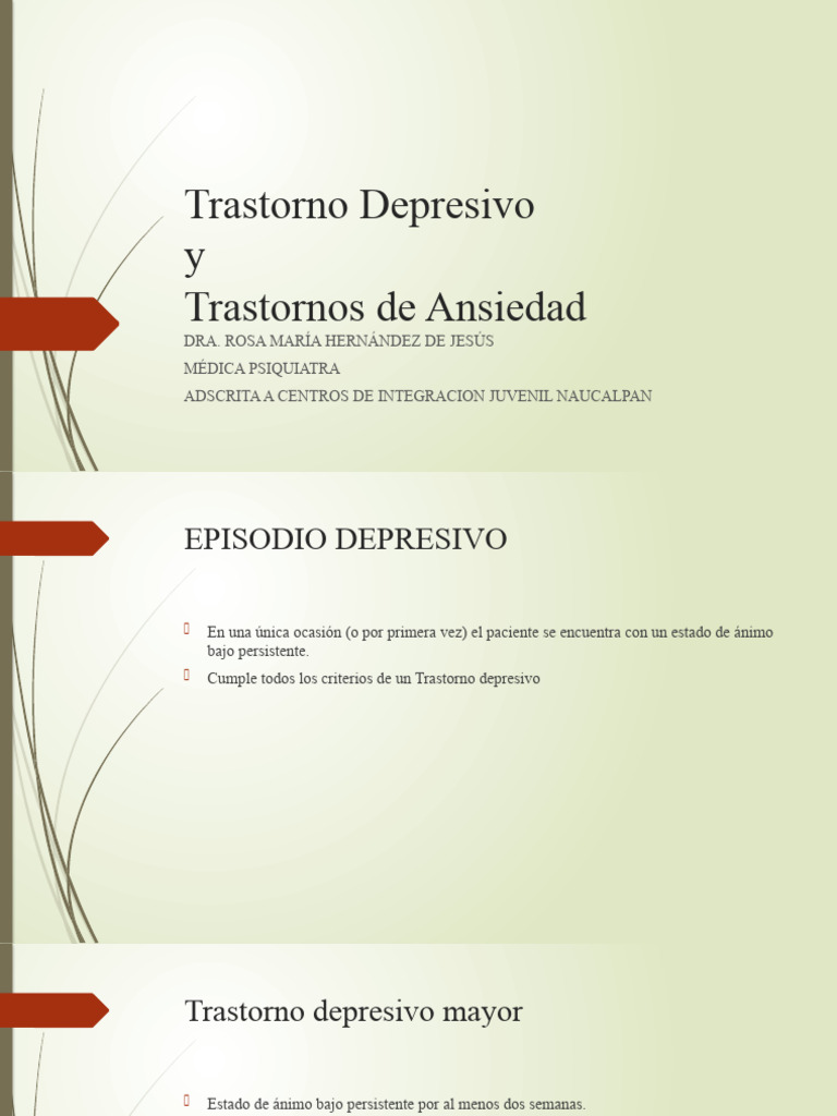Guía sobre Trastornos Depresivos y Ansiedad | PDF | Trastorno depresivo ...