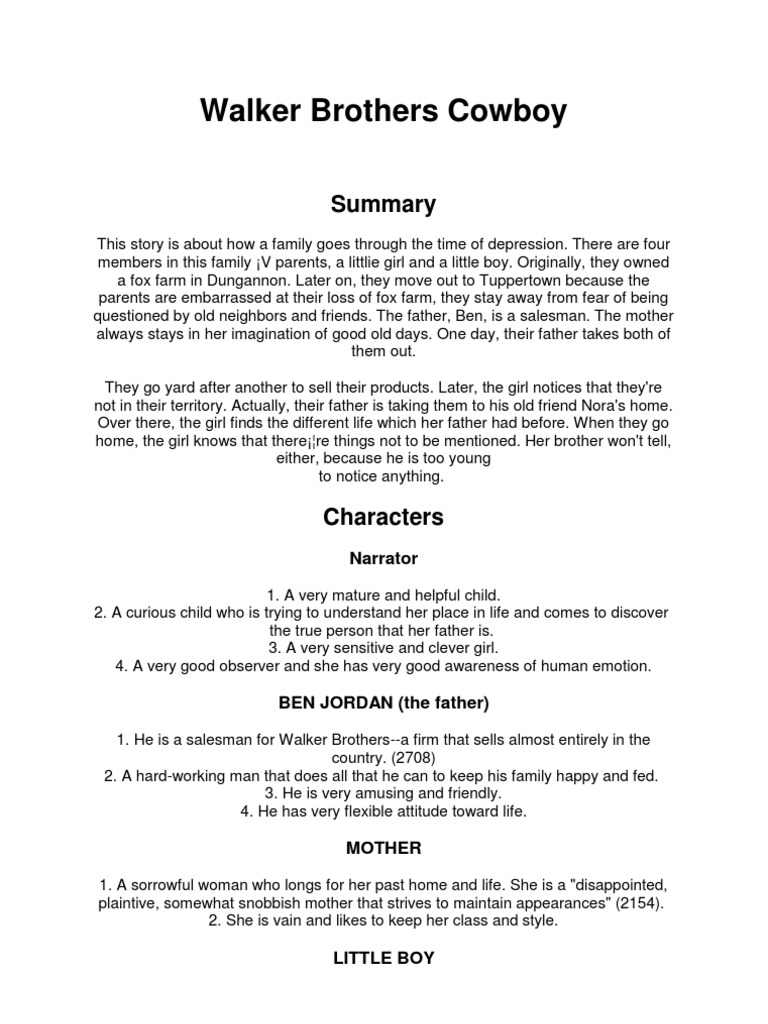 Walker Brothers Cowboy, Alice Munro PDF Narration