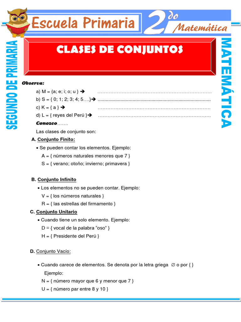Clases de Conjuntos Para Segundo de Primaria | PDF