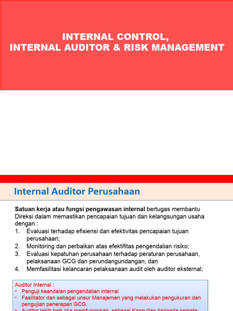 Internal Auditor's Role in Risk Management | PDF | Internal Control ...