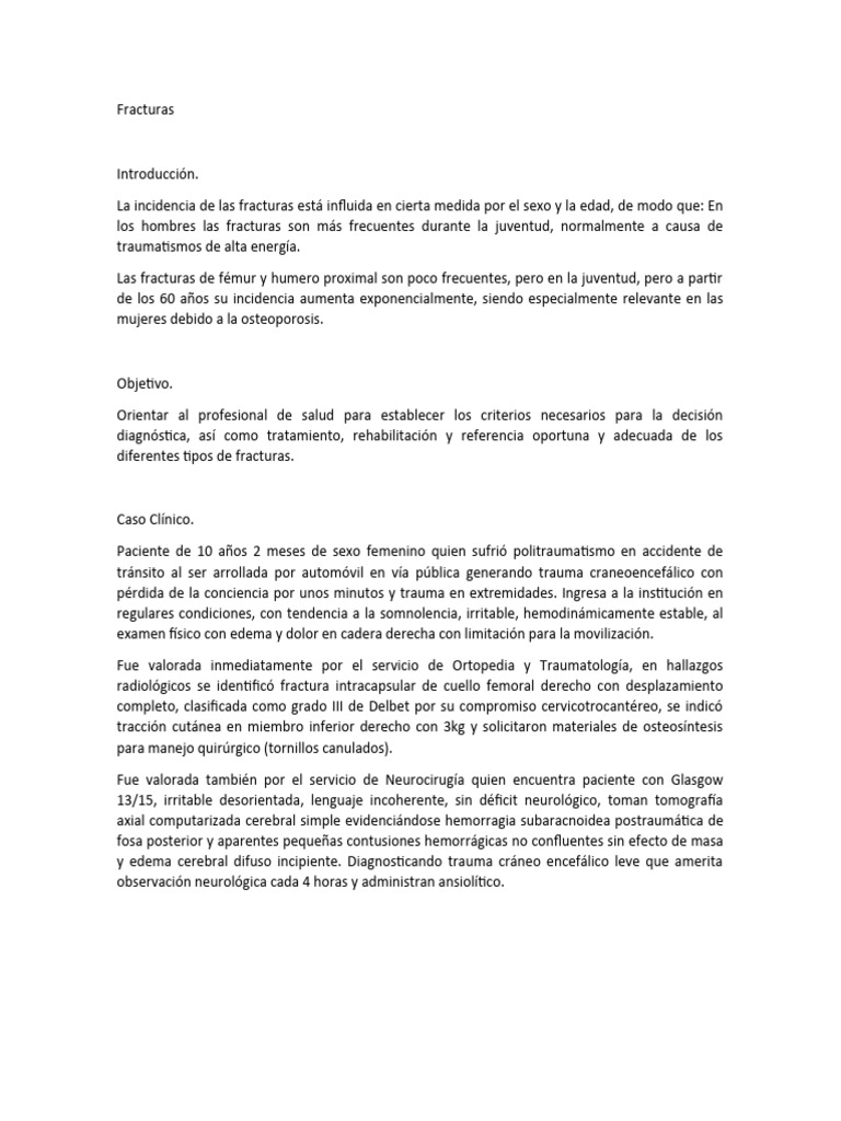 Guía Completa sobre Fracturas Óseas | PDF | Hueso | Traumatologia