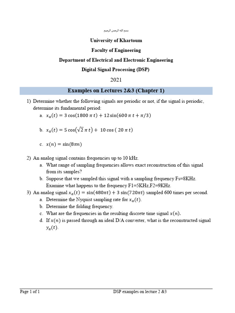 DSP Lecture Examples: Periodicity & Sampling | PDF | Science & Mathematics
