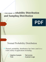 Normal Probability Distribution and Sampling Distribution