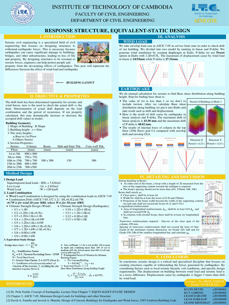 Seismic and Wind Load Analysis for H-Shape Building | PDF | Civil ...