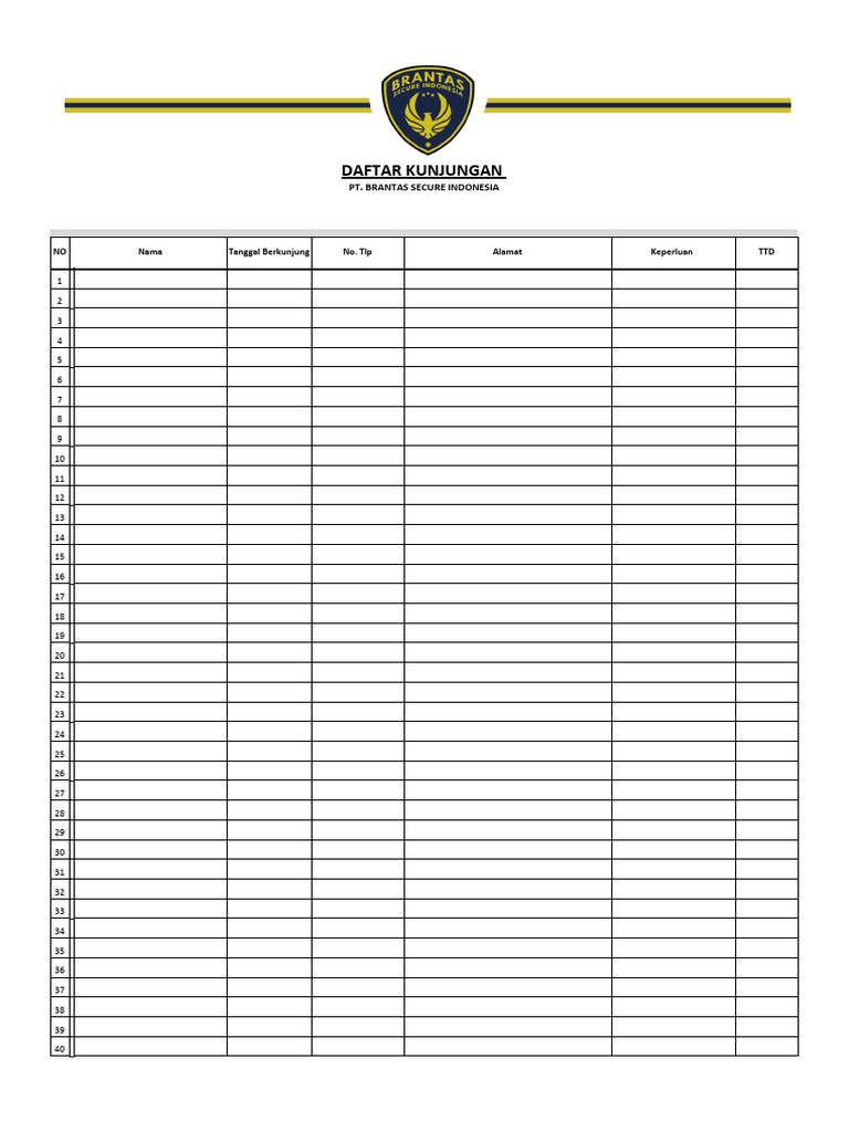 Daftar Kunjungan dan Absensi Security | PDF