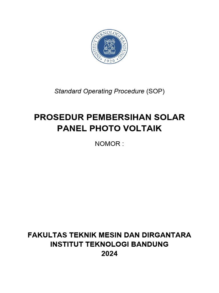 Prosedur Pembersihan Panel Surya 2000W | PDF