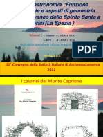 Archeoastronomia Funzione Calendariale e Aspetti Di Geometria Sacra Nel Cavaneo Dello Spirito Santo a Lerici ( La Spezia )