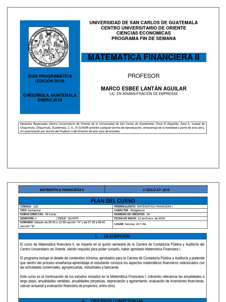 Guía Programática Matemática Financiera II | PDF | Evaluación ...