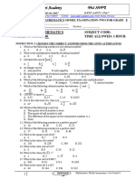 Mathematics Model Exam For Grade 8