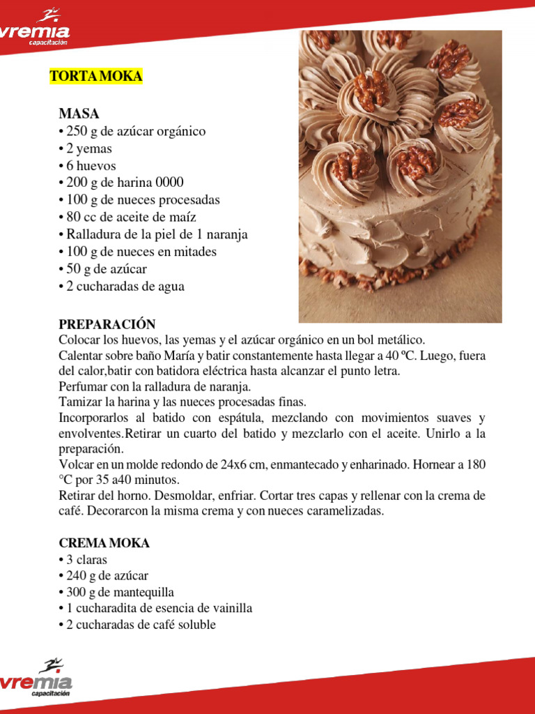 Receta Torta Moka | PDF | Cocina, comidas y vino