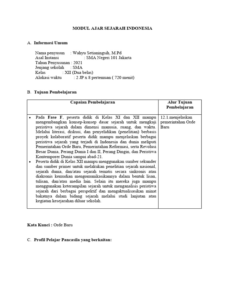 Modul Ajar Sejarah Indonesia Pdf