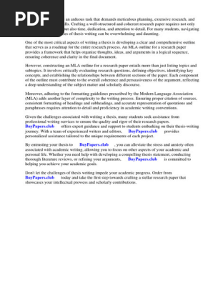 Sample of Mla Outline for Research Paper