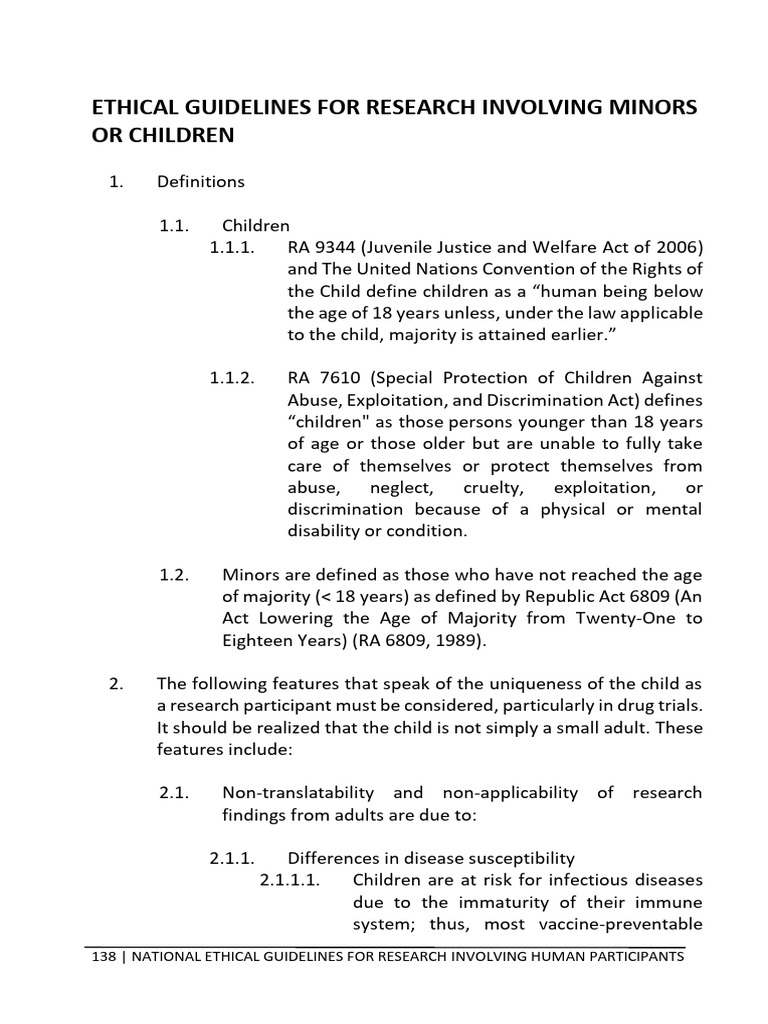 Ethical Guidelines For Research Involving Minors Or Children Pdf