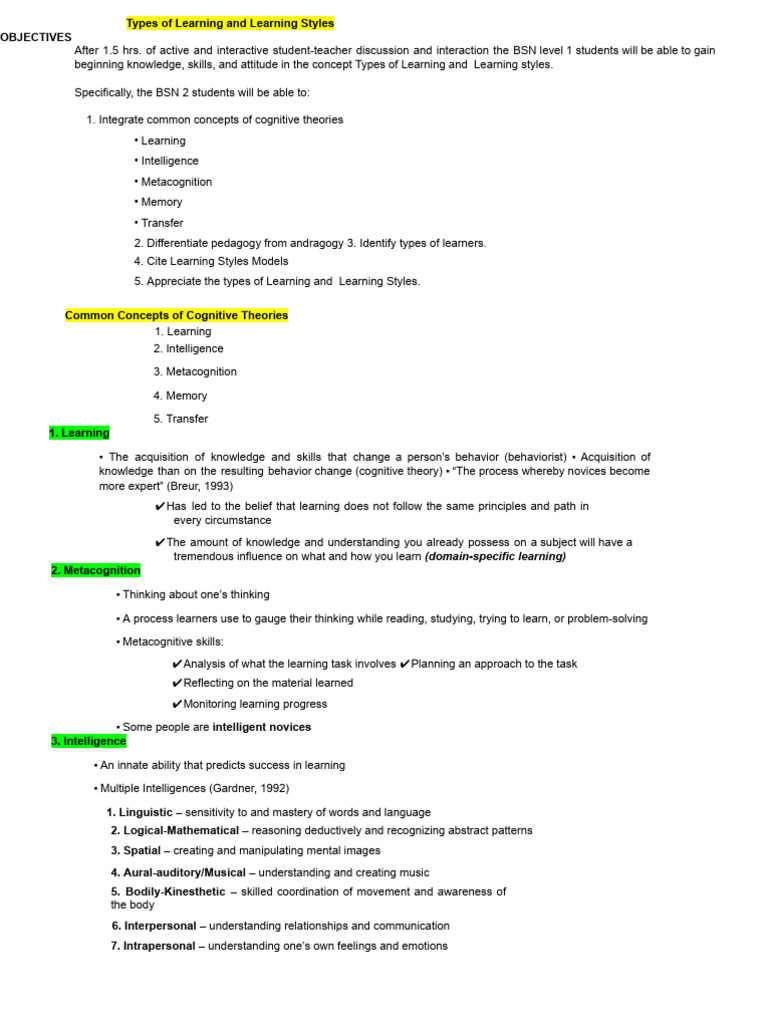 Understanding Learning Styles and Theories | PDF | Learning | Learning ...