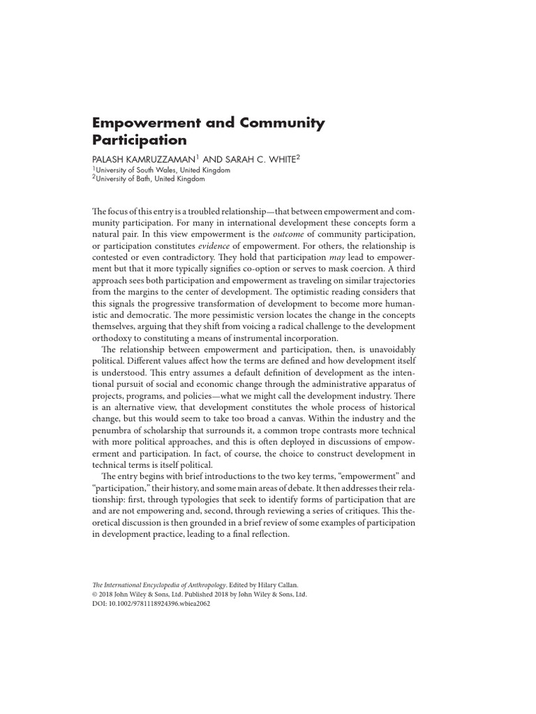 Empowerment and Community Participation | PDF | Empowerment