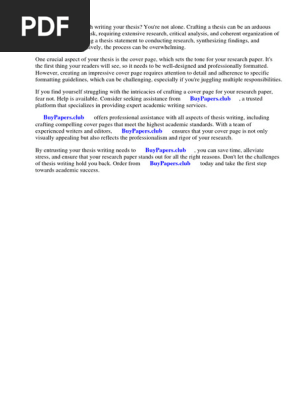 Cover Page of Research Paper Sample
