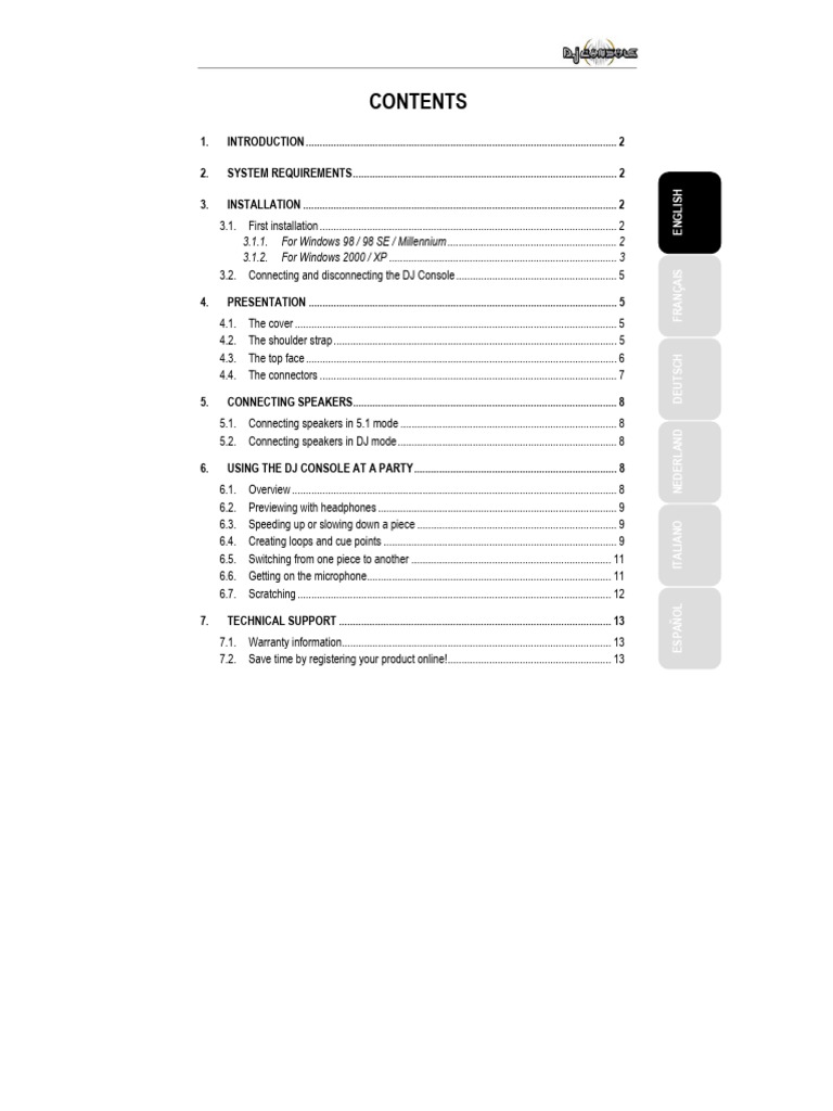 01 Eng Djconsole PDF Disc Jockey License