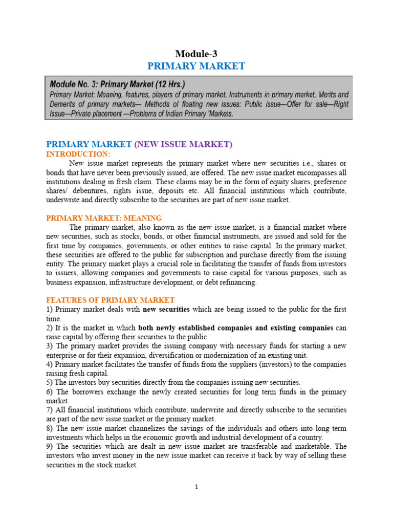Understanding the Primary Market Dynamics | PDF | Stocks | Initial ...