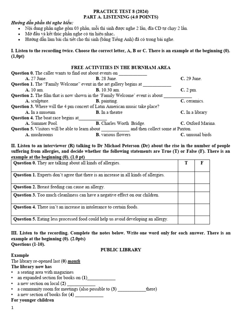 Practice Test 8 | PDF | Bullying | Babylon