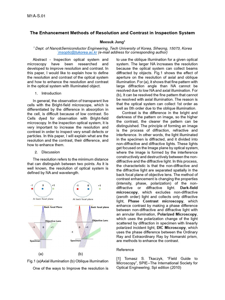 Enhancing Resolution and Contrast in Microscopy | PDF | Microscopy ...