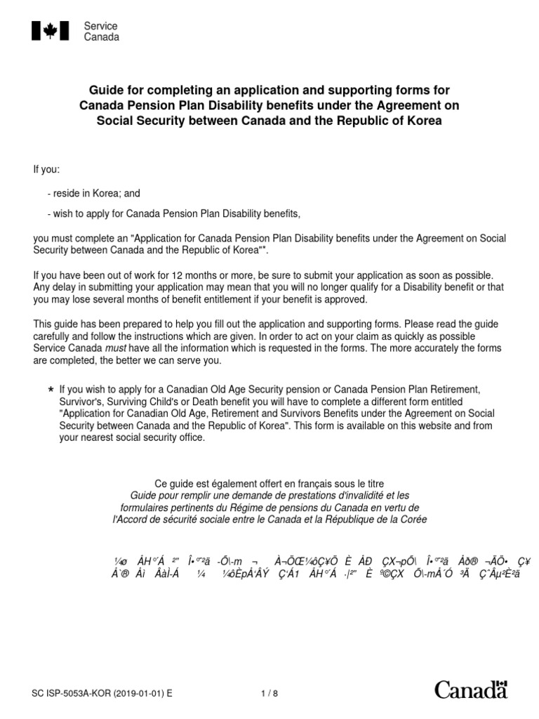 Canada-Korea CPP Disability Application Guide | PDF | Cost Of Living ...