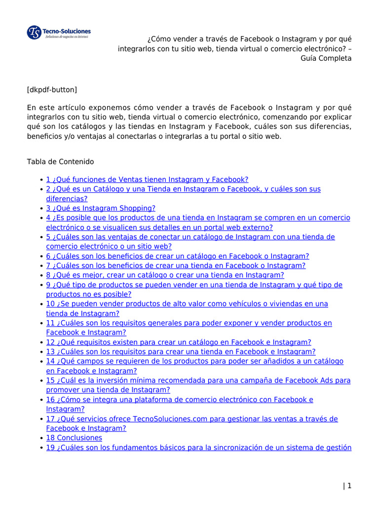 Guía de Ventas en Facebook e Instagram | PDF | Comercio electrónico ...