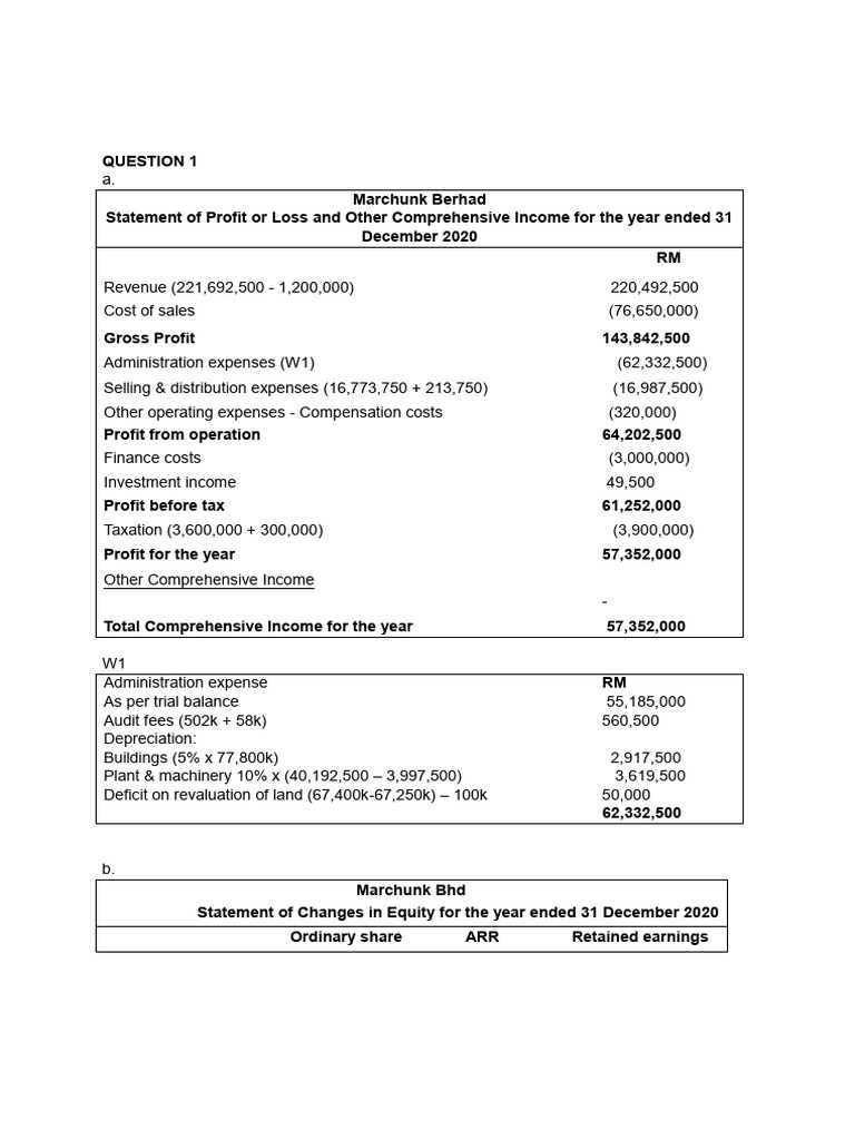 Marchunk Berhad Financial Statements 2020 | PDF | Expense | Income